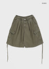 Crooked Two-way Back Banding Bermuda Cargo Pants