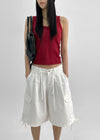 Beroli Ribbed Button Sleeveless