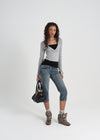 [B-BASIC] Tension Deep V-neck Wrap Long Sleeve T-shirt