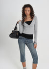 [B-BASIC] Tension Deep V-neck Wrap Long Sleeve T-shirt