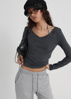 [B-BASIC] Soft Cotton V-Neck Long Sleeve T-Shirt (2SIZE)