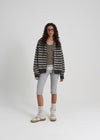 [B-BASIC] Bold Stripe Hooded Zip-up