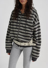 [B-BASIC] Bold Stripe Hooded Zip-up