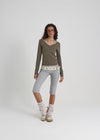 [B-BASIC] Soft Cotton V-Neck Long Sleeve T-Shirt (2SIZE)