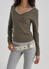 [B-BASIC] Soft Cotton V-Neck Long Sleeve T-Shirt (2SIZE)
