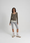[B-BASIC] Soft Cotton V-Neck Long Sleeve T-Shirt (2SIZE)