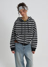 [B-BASIC] Bold Stripe Hooded Zip-up