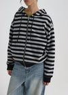 [B-BASIC] Bold Stripe Hooded Zip-up