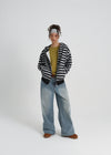 [B-BASIC] Bold Stripe Hooded Zip-up