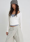 [B-BASIC] Tension Deep V-neck Wrap Long Sleeve T-shirt