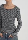 [B-BASIC] Standard Stripe Long Sleeve T-shirt (2size)