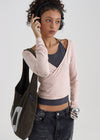 [B-BASIC] Tension Deep V-neck Wrap Long Sleeve T-shirt
