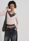 [B-BASIC] Tension Deep V-neck Wrap Long Sleeve T-shirt