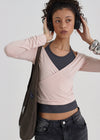 [B-BASIC] Tension Deep V-neck Wrap Long Sleeve T-shirt