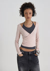 [B-BASIC] Tension Deep V-neck Wrap Long Sleeve T-shirt