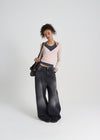 [B-BASIC] Tension Deep V-neck Wrap Long Sleeve T-shirt