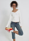 [B-BASIC] Soft Cotton V-Neck Long Sleeve T-Shirt (2SIZE)