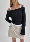 Jula Boat Neck Semi-crop Long Sleeve T-shirt