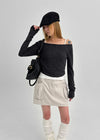 Jula Boat Neck Semi-crop Long Sleeve T-shirt