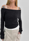 Jula Boat Neck Semi-crop Long Sleeve T-shirt