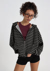 [B-BASIC] Striped Hooded Zip-up