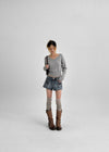 Nissi V-neck Slit Button Knit