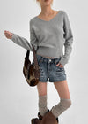 Nissi V-neck Slit Button Knit