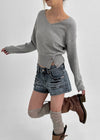 Nissi V-neck Slit Button Knit