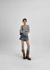 Nissi V-neck Slit Button Knit