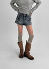Lanq Damaged Denim Shorts