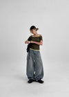 Rontu Heart Washed Wide Denim Pants