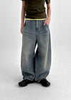 Rontu Heart Washed Wide Denim Pants