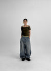 Rontu Heart Washed Wide Denim Pants