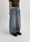 Rontu Heart Washed Wide Denim Pants