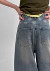 Rontu Heart Washed Wide Denim Pants