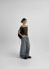 Rontu Heart Washed Wide Denim Pants