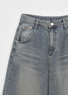 Rontu Heart Washed Wide Denim Pants