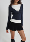 [B-BASIC] Tension Deep V-neck Wrap Long Sleeve T-shirt