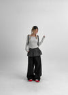 Jula Boat Neck Semi-crop Long Sleeve T-shirt