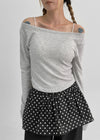 Jula Boat Neck Semi-crop Long Sleeve T-shirt