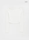 Jula Boat Neck Semi-crop Long Sleeve T-shirt
