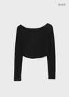 Jula Boat Neck Semi-crop Long Sleeve T-shirt