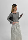 Blemang Uniqlo Stripe Two-way Long Sleeve T-shirt