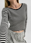 Blemang Uniqlo Stripe Two-way Long Sleeve T-shirt