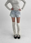 Nerdy Damage Cutting Denim Shorts
