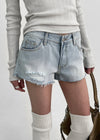 Nerdy Damage Cutting Denim Shorts