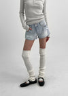 Nerdy Damage Cutting Denim Shorts