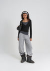 [B-BASIC] Tension Deep V-neck Wrap Long Sleeve T-shirt