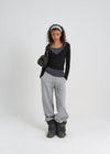 [B-BASIC] Tension Deep V-neck Wrap Long Sleeve T-shirt