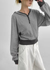 Rocker Henley Neck Striped Hooded Long Sleeve T-shirt